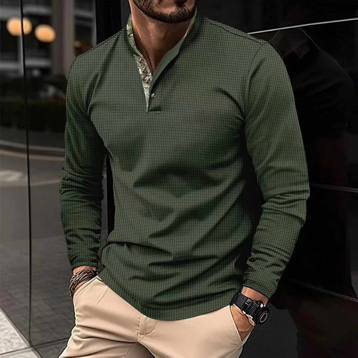 Thomas | Chemise Henley Décontractée Boutonnée pour Homme - Image 4