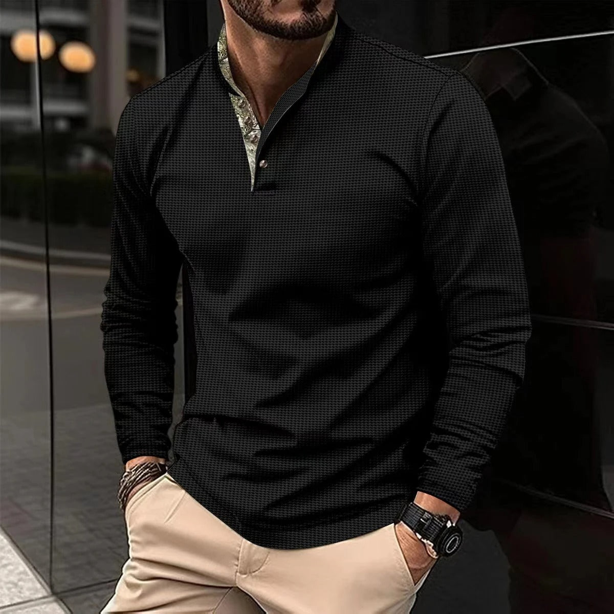 Thomas | Chemise Henley Décontractée Boutonnée pour Homme - Image 1