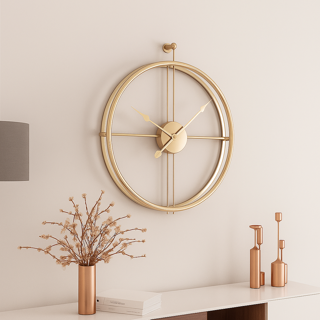 Vermilion Moderne Vægur – Stille Quartz, Minimalistisk Design, 55/60 cm, Sort/Grå