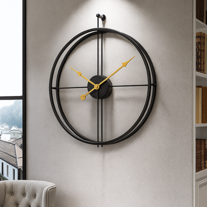 Vermilion Moderne Vægur – Stille Quartz, Minimalistisk Design, 55/60 cm, Sort/Grå