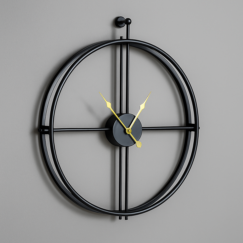Vermilion Moderne Vægur – Stille Quartz, Minimalistisk Design, 55/60 cm, Sort/Grå