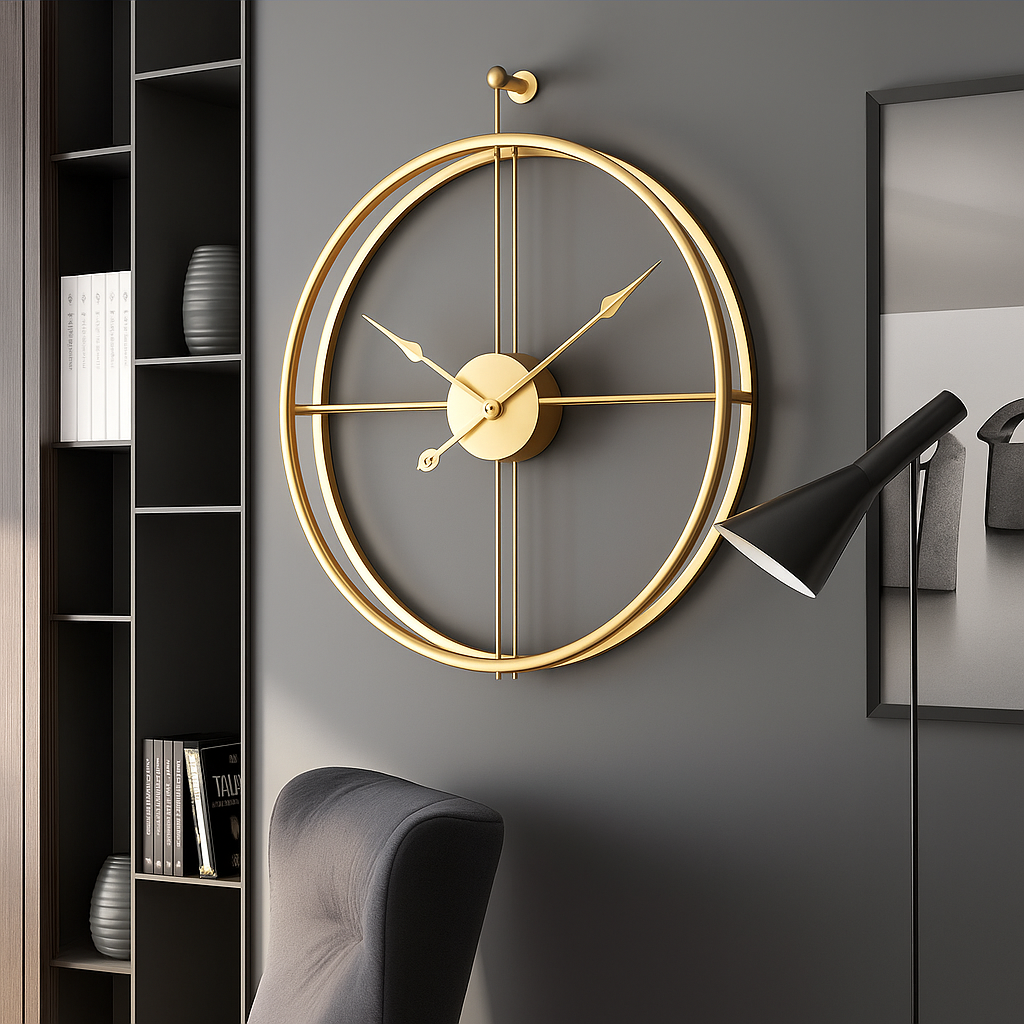 Vermilion Moderne Vægur – Stille Quartz, Minimalistisk Design, 55/60 cm, Sort/Grå