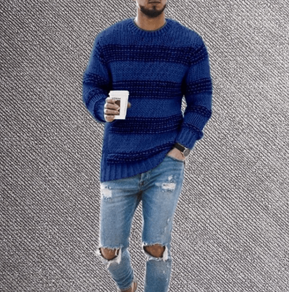 Rudy | Pull rayé à col rond pour homme - Image 4