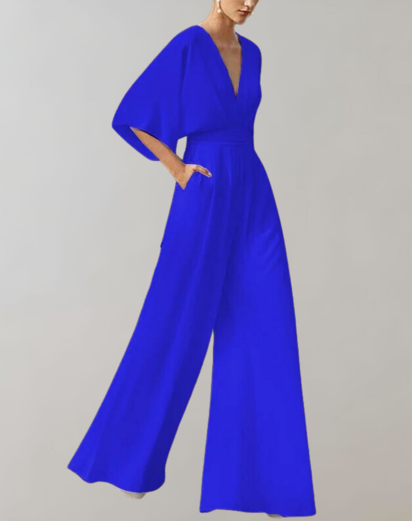 Image of Viola | Dame Bredbenet Jumpsuit med V-udskæring