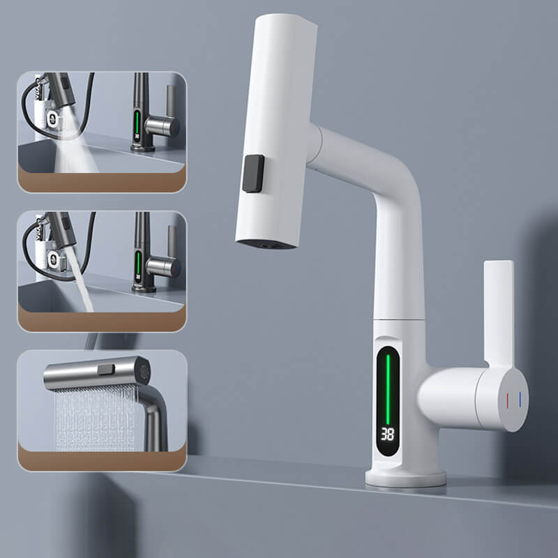 WaterMaster Fleksibel LED Køkken- & Badeværelsesarmatur – 360° Drejelig, Udtziehslange & 5 Spraytilstande