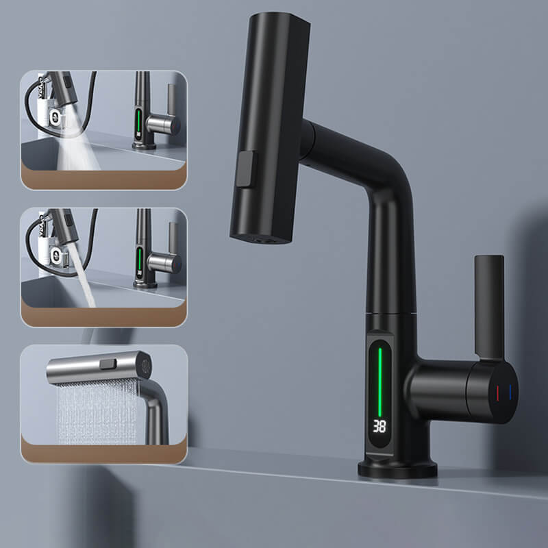 WaterMaster Fleksibel LED Køkken- & Badeværelsesarmatur – 360° Drejelig, Udtziehslange & 5 Spraytilstande