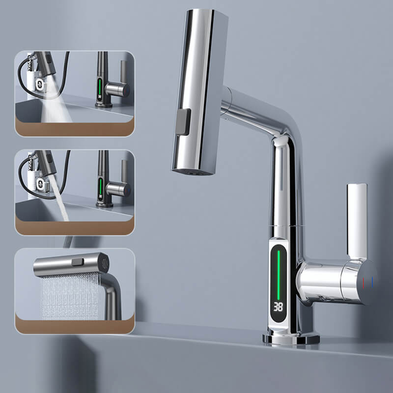 WaterMaster Fleksibel LED Køkken- & Badeværelsesarmatur – 360° Drejelig, Udtziehslange & 5 Spraytilstande