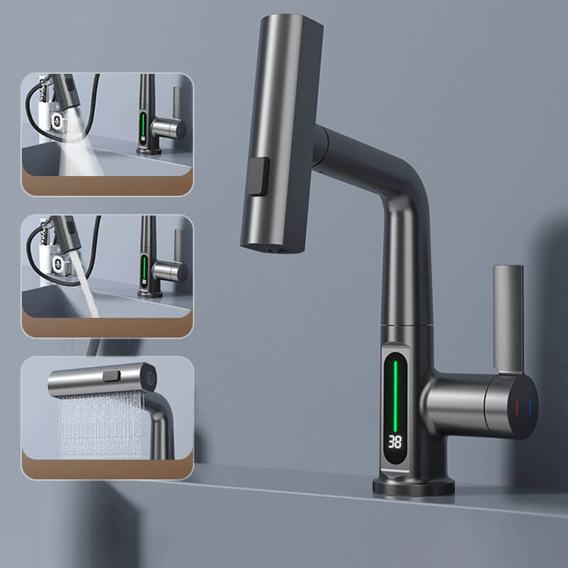 WaterMaster Fleksibel LED Køkken- & Badeværelsesarmatur – 360° Drejelig, Udtziehslange & 5 Spraytilstande