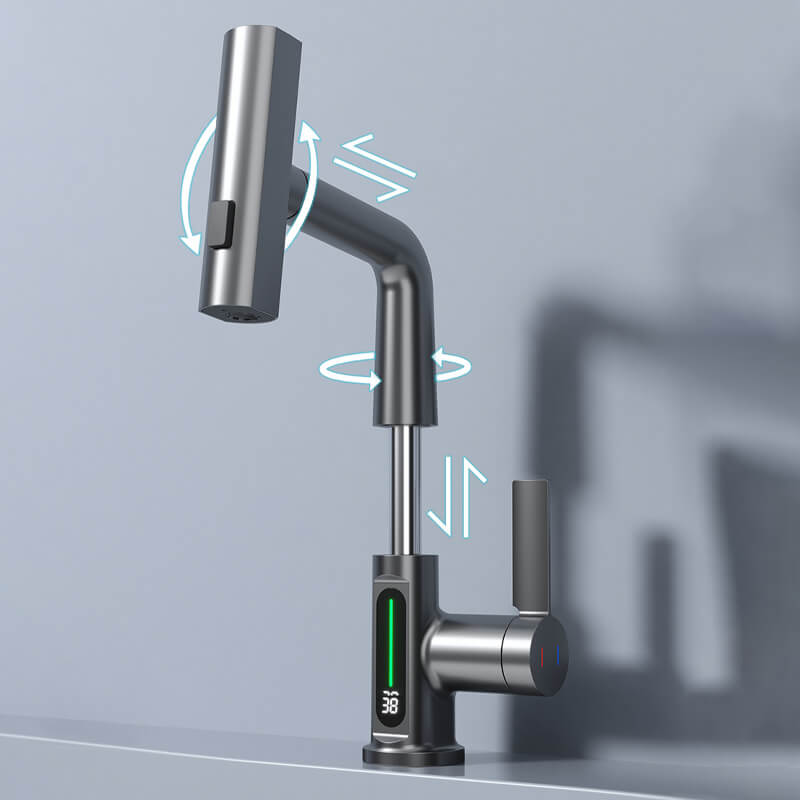 WaterMaster Fleksibel LED Køkken- & Badeværelsesarmatur – 360° Drejelig, Udtziehslange & 5 Spraytilstande