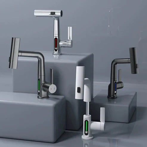 WaterMaster Fleksibel LED Køkken- & Badeværelsesarmatur – 360° Drejelig, Udtziehslange & 5 Spraytilstande