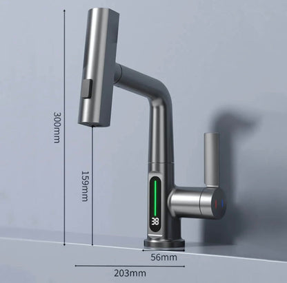 WaterMaster Fleksibel LED Køkken- & Badeværelsesarmatur – 360° Drejelig, Udtziehslange & 5 Spraytilstande
