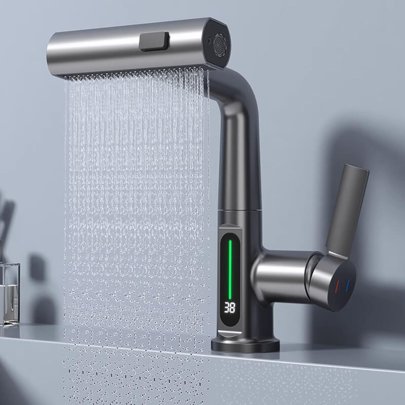 WaterMaster Fleksibel LED Køkken- & Badeværelsesarmatur – 360° Drejelig, Udtziehslange & 5 Spraytilstande