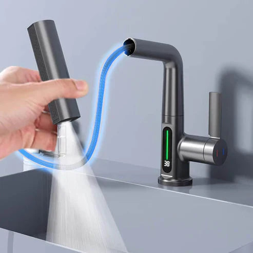 WaterMaster Fleksibel LED Køkken- & Badeværelsesarmatur – 360° Drejelig, Udtziehslange & 5 Spraytilstande