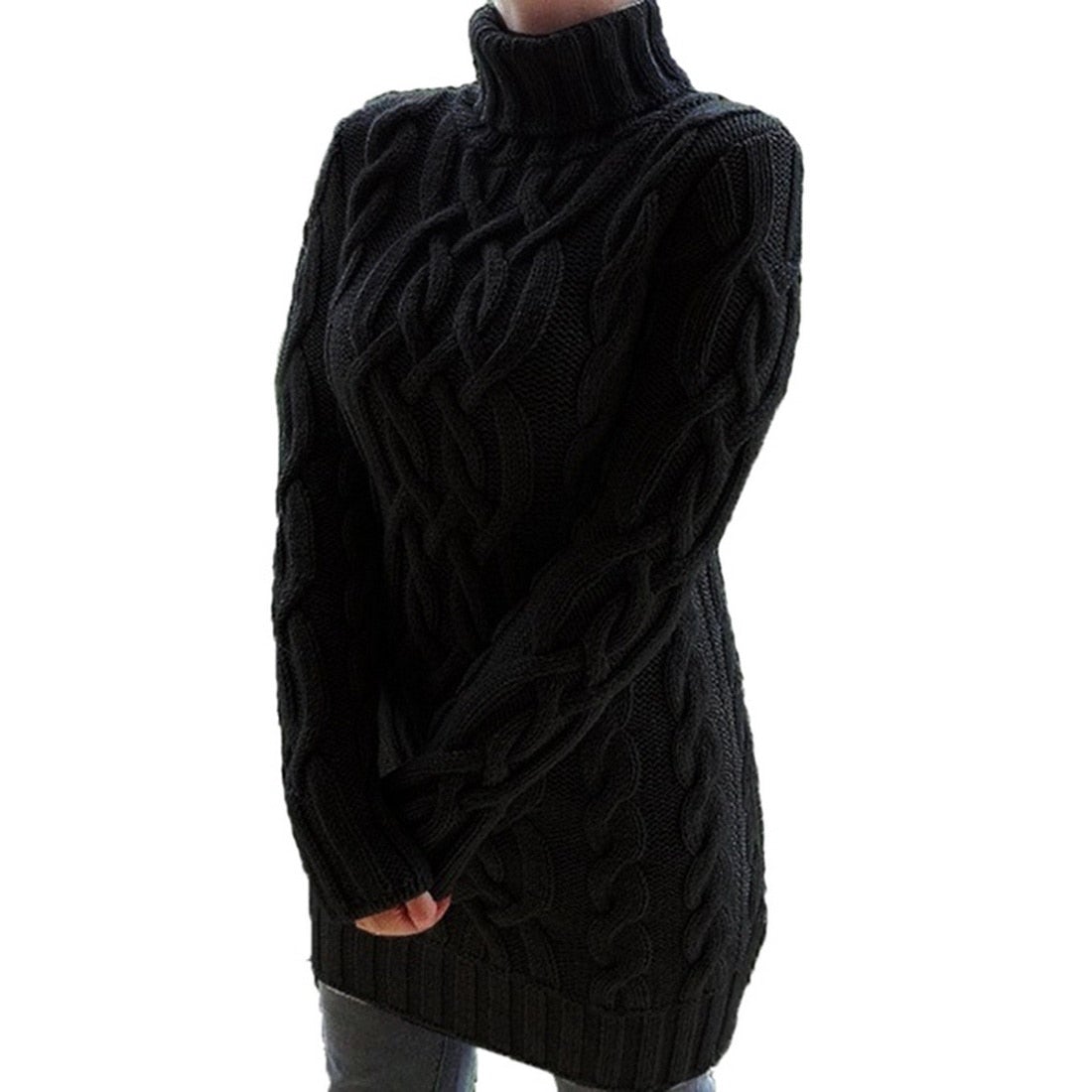 Sophie | Robe Pull Femme Col Roulé Tricot Côtelé - Image 4