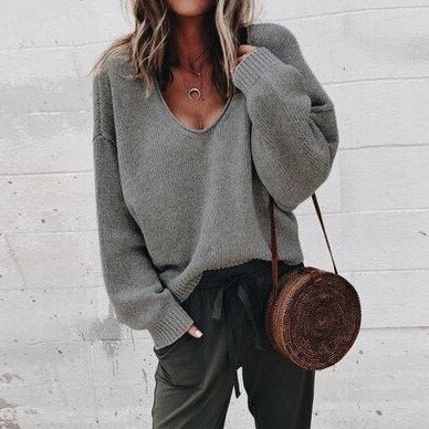 Vérane | Pull ample à col en V pour femme - Image 1