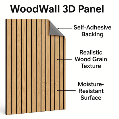 WoodWall | Selvklæbende 3D Vægpaneler med Træeffekt